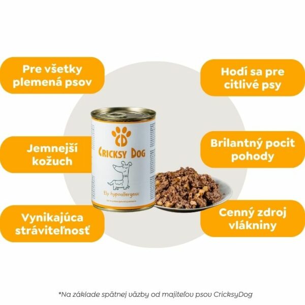 Hypoalergénne mokré krmivo pre psy s jahňacím mäsom Ely (prémiové zloženie bez pšeničného lepku a kuracieho mäsa) – 410 g - Image 4