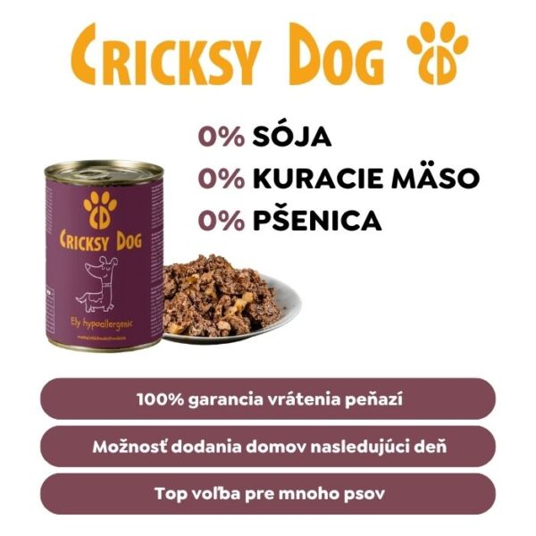 Ely Hypoalergénne hovädzie mokré krmivo pre psov (recept bez pšeničného lepku a kuracieho mäsa) – 410 g - Obrázok 6
