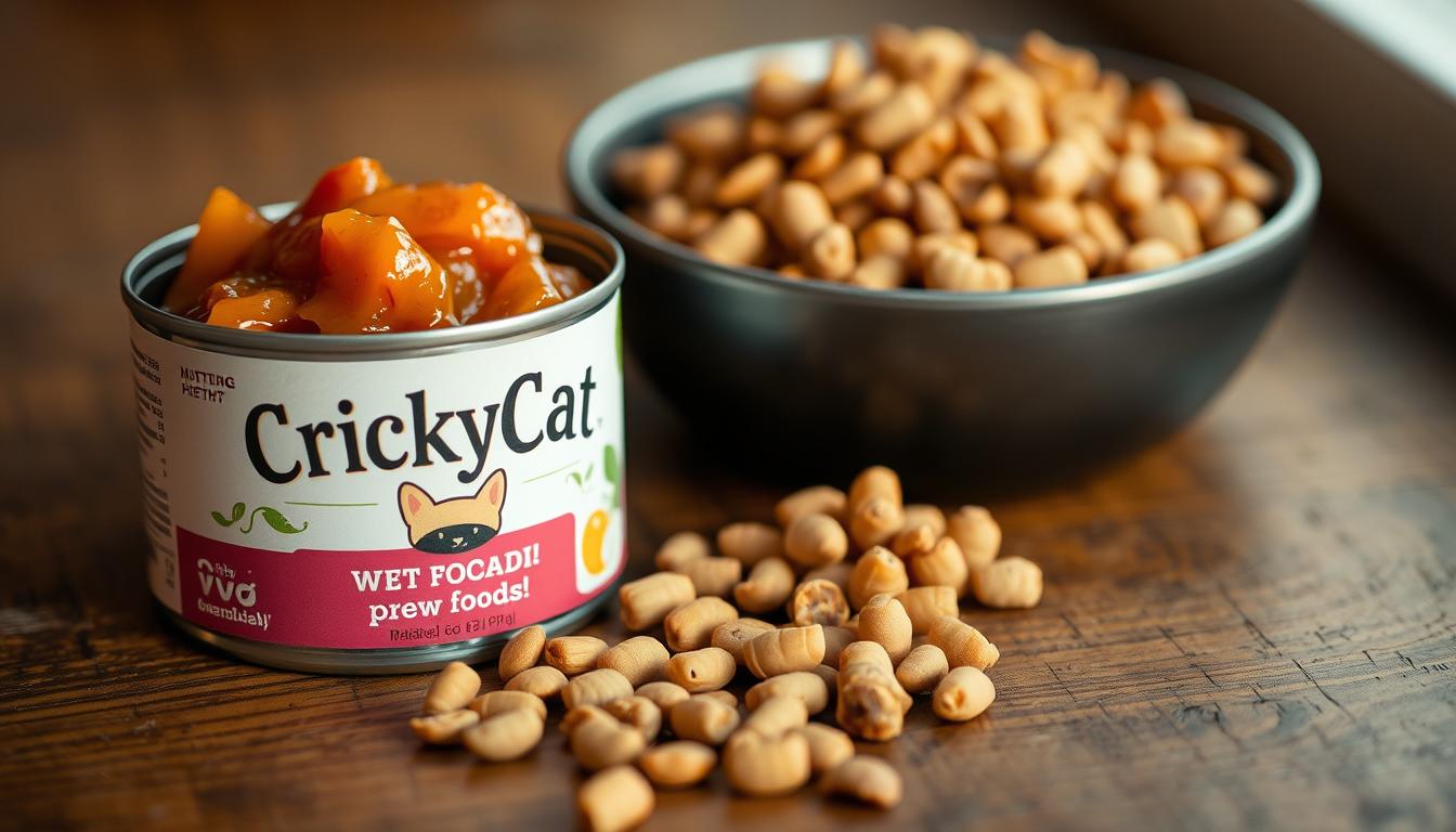 kombinácia cricksycat mokrého a suchého krmiva