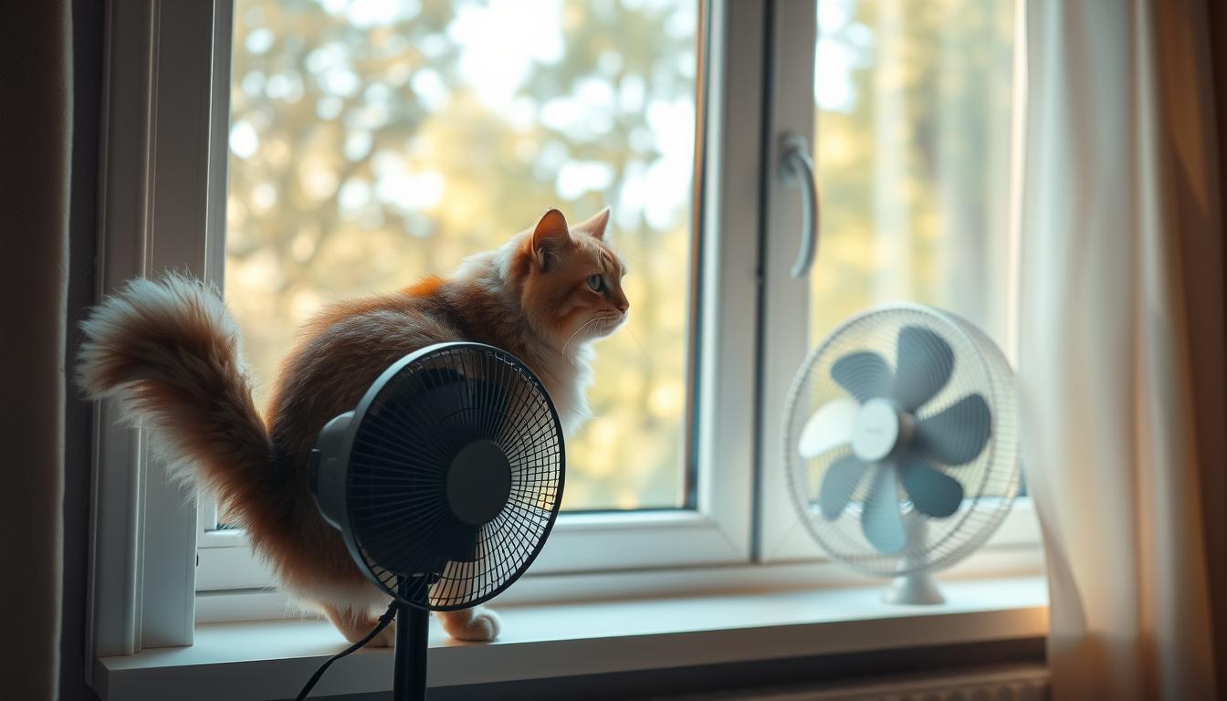 mačka leto ventilátor