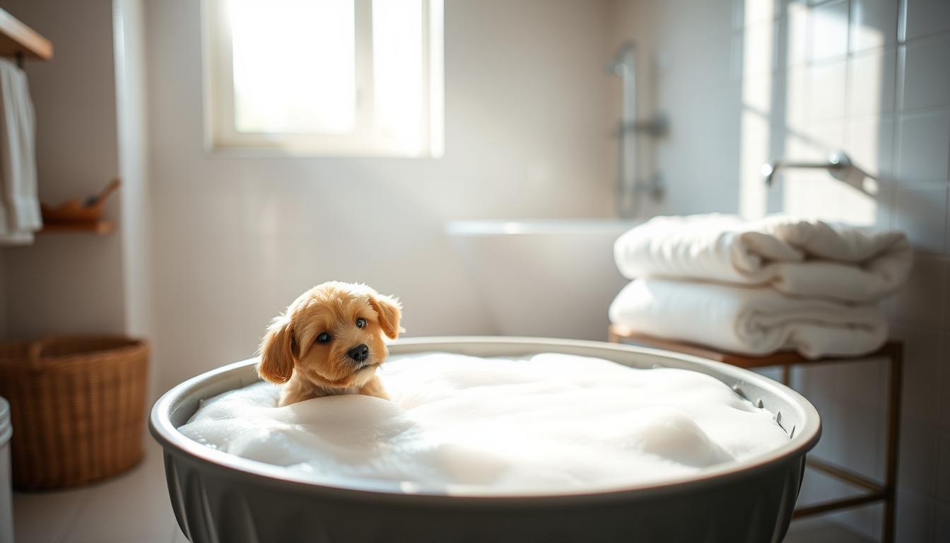 penovy-kupel-pre-psa-leto penový kúpeľ pre psa leto