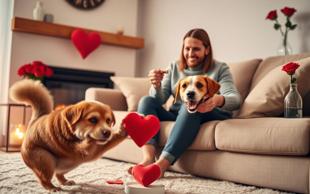 Spoločná hra so psom na Valentína