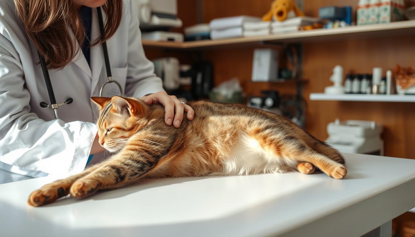 veterinár a mačka na jeseň