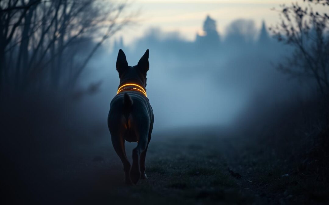 Oživ jesenné večerné prechádzky psa svietiacim obojkom