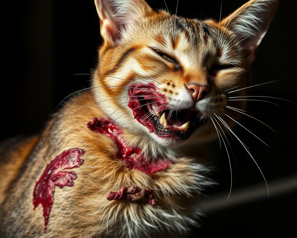 rany z bitiek u nekastrovaných kocúrov