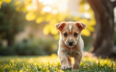 Prvé kroky šteniatka vonku