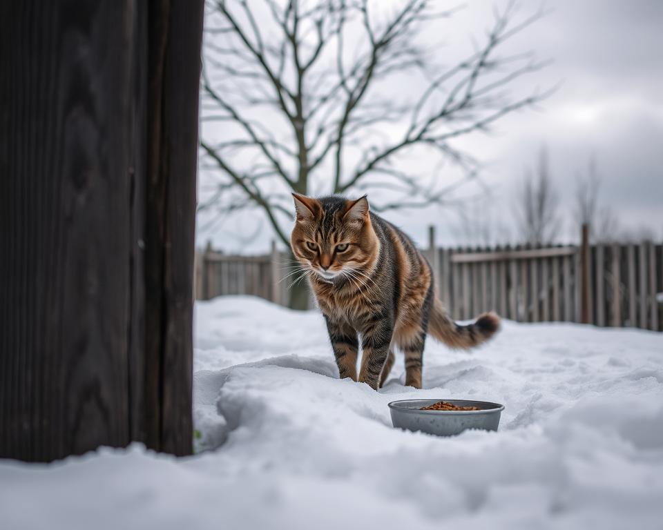 Kŕmenie vonkajšej mačky v zime