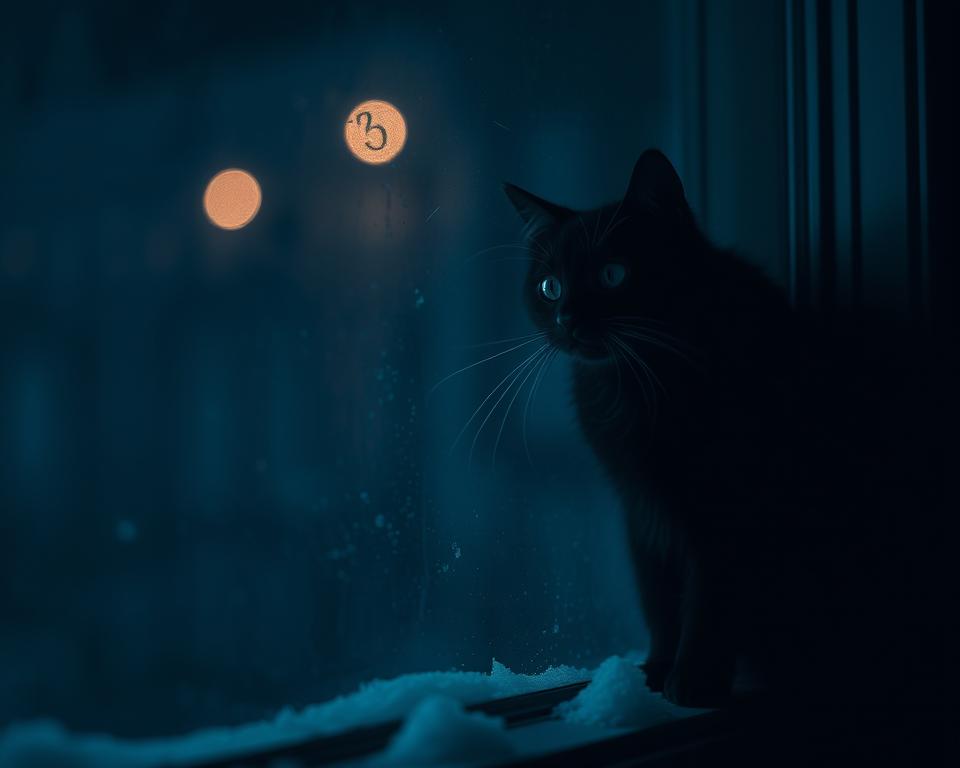 Nočné mňaukanie mačky v zime