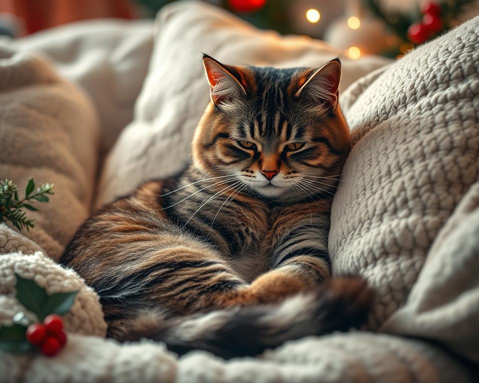 Pokoj mačky na Silvestra v zime