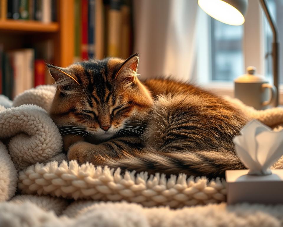 Prechladnutie mačky v zime