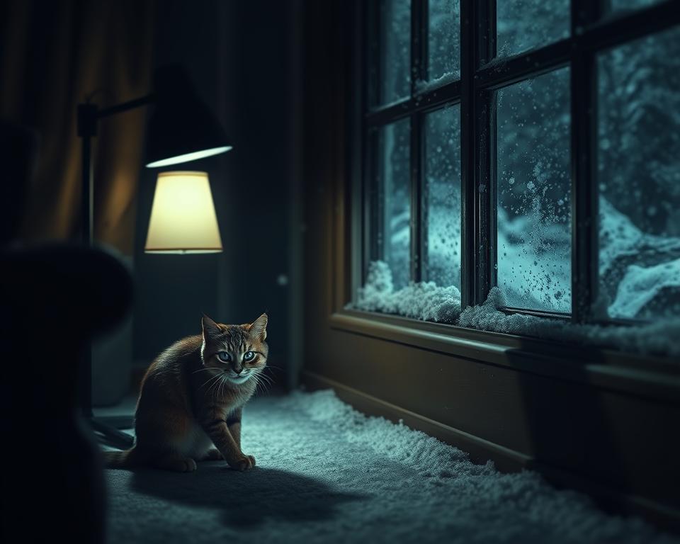 Strach-macky-z-vichrice-v-zime Strach mačky z víchrice v zime