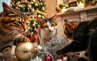 Mačky a vianočné ozdoby – nebezpečné hračky