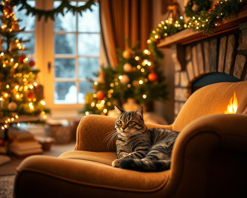 Zvládanie sviatočného stresu mačky v zime