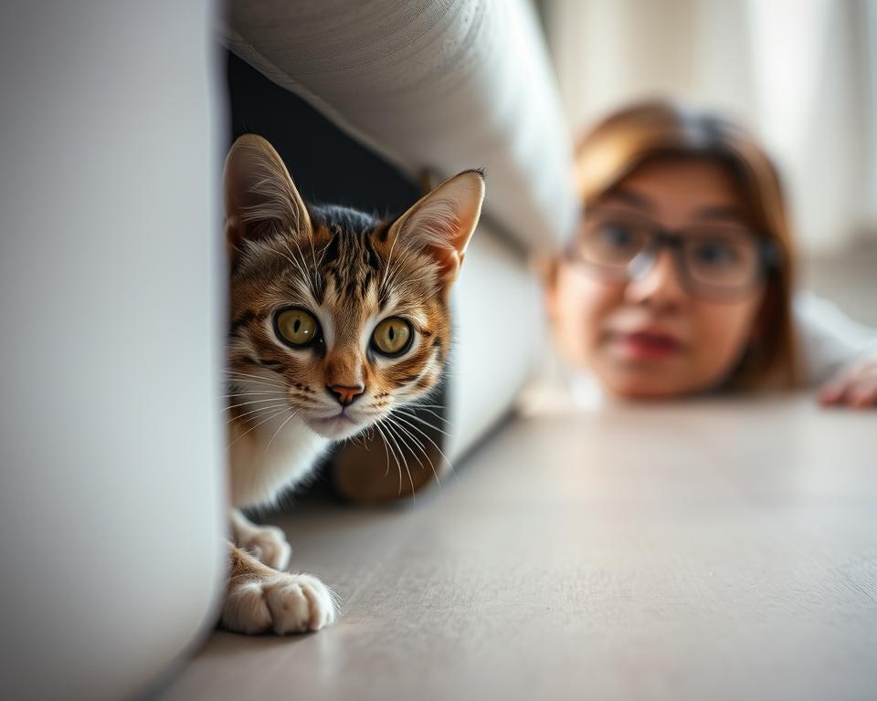 hra na schovávačku s mačkou