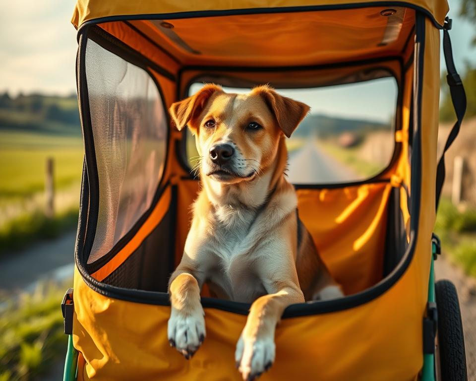 pes v cyklistickom vozíku