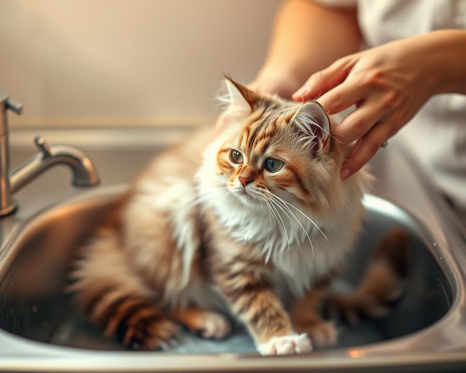 profesionálne kúpanie mačky