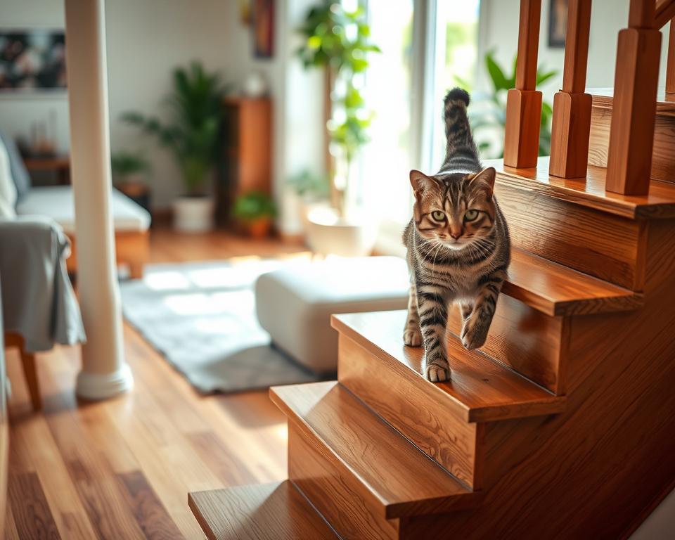 bezpečné používanie schodov mačkou