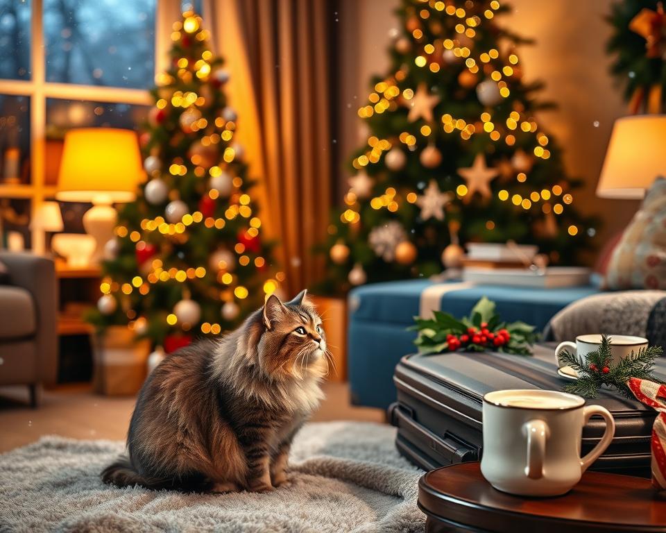 cestovanie s mačkou na Vianoce