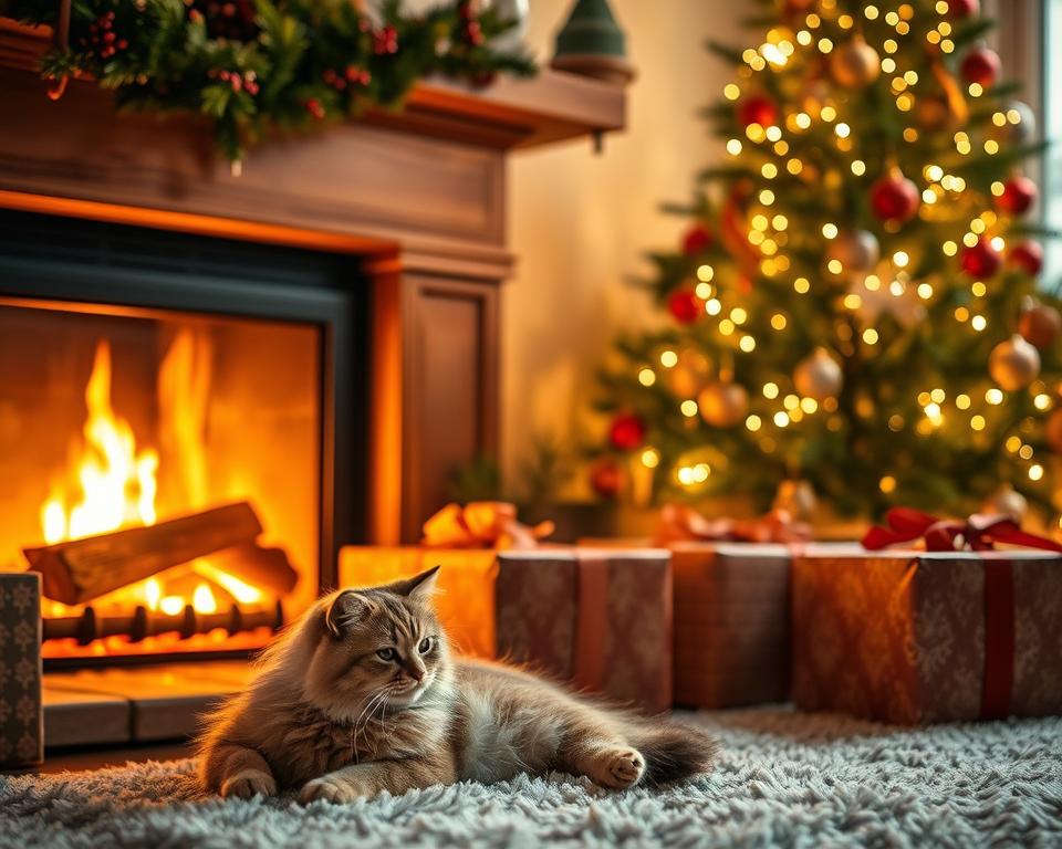 krb na Vianoce a mačka