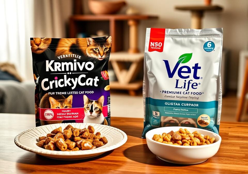 Krmivo CricksyCat na podporu srsti a kože vs Vet Life