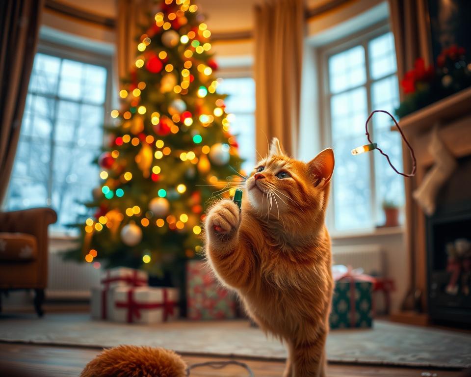 nebezpečenstvo svetelných reťazí pre mačku