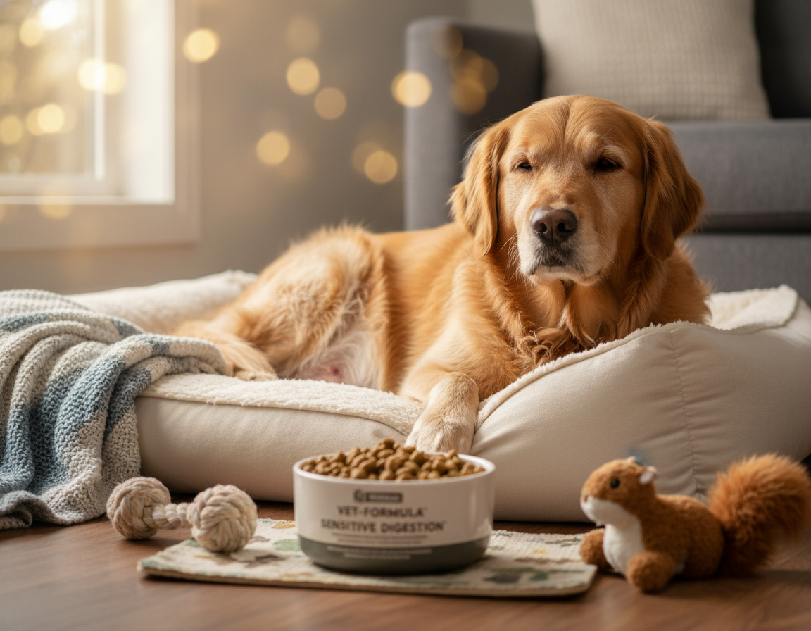 pes s citlivým žalúdkom