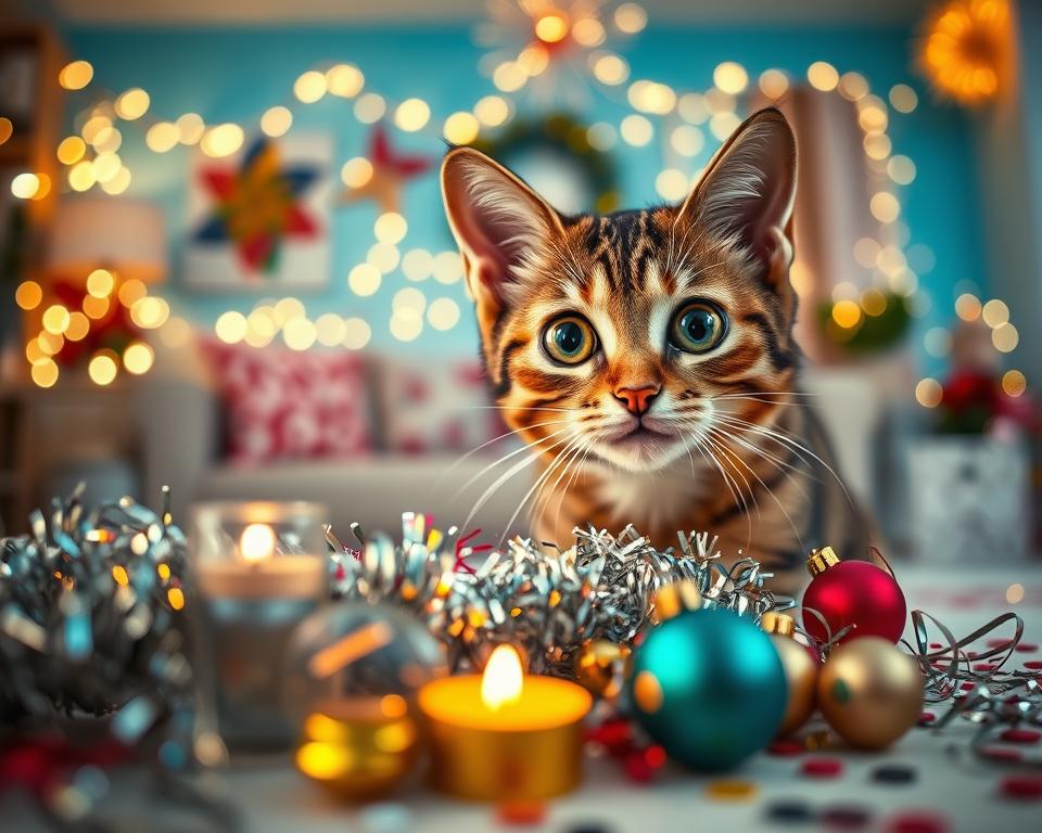 silvestrovský ohňostroj a mačka