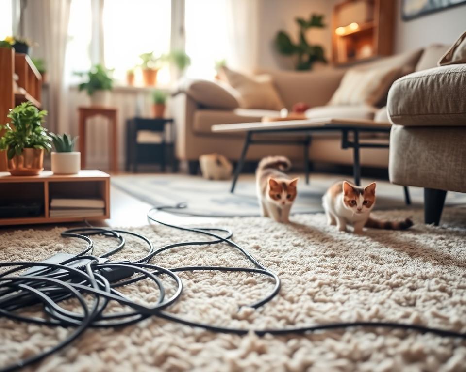 ukrývanie elektrických káblov pred mačkami
