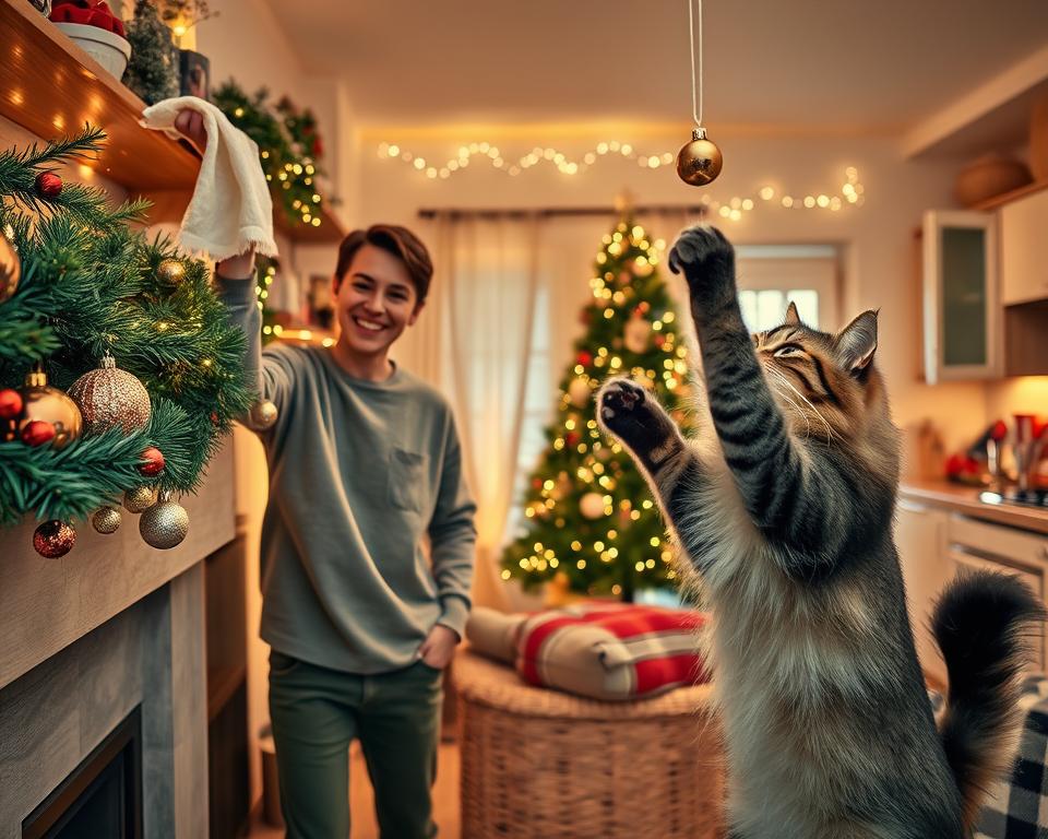 upratovanie pred sviatkami a mačka