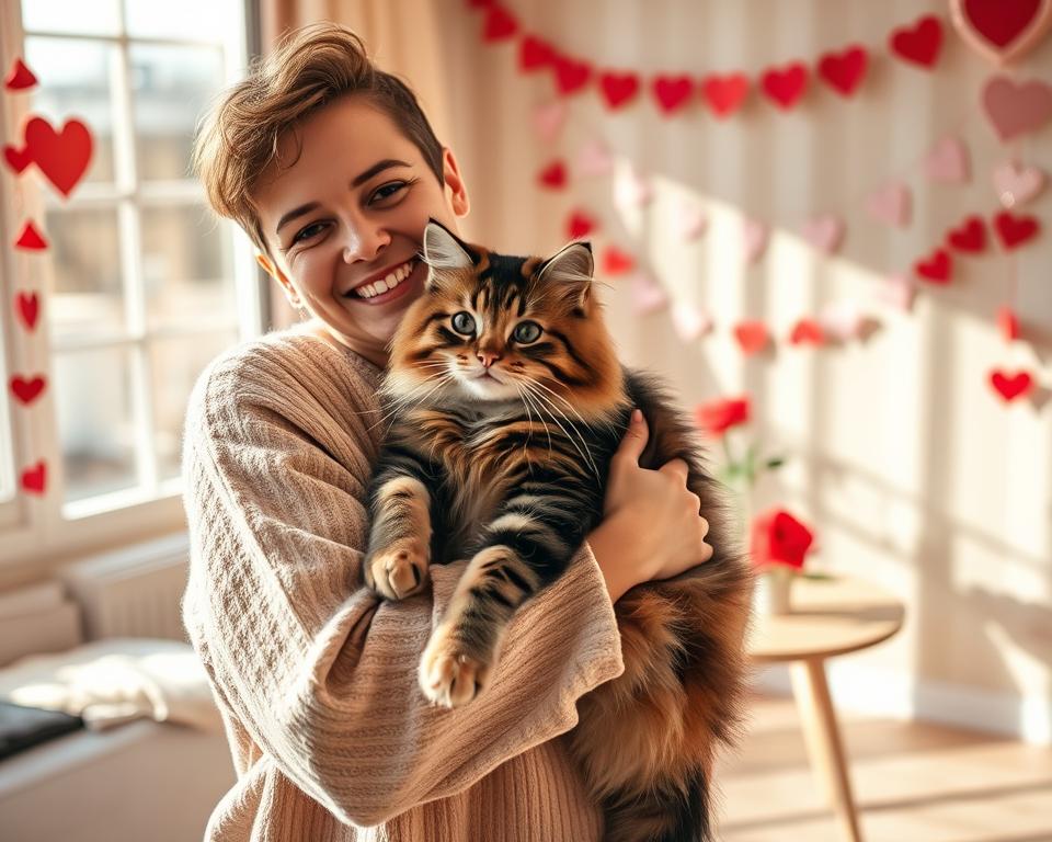valentínske objatie s mačkou