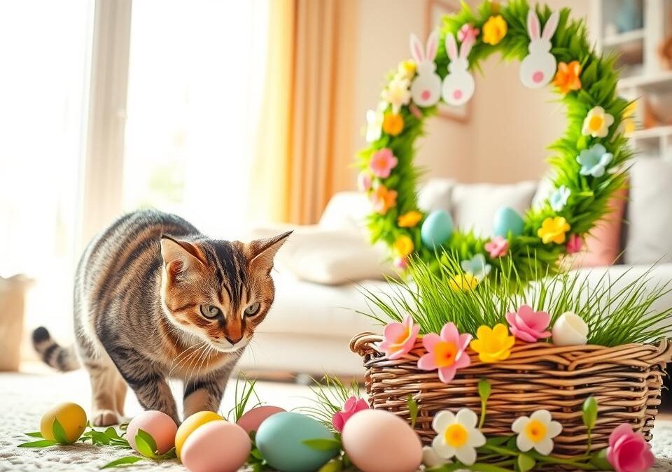 Veľkonočné dekorácie bezpečné pre mačky – takto na to