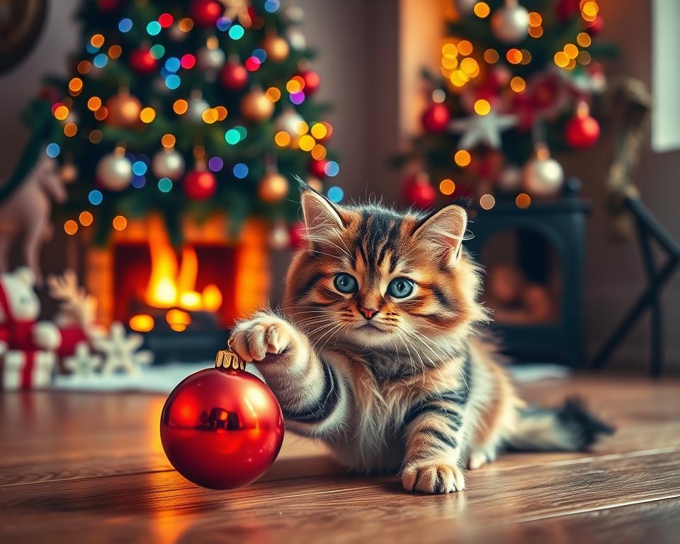 vianočná pohľadnica s mačkou