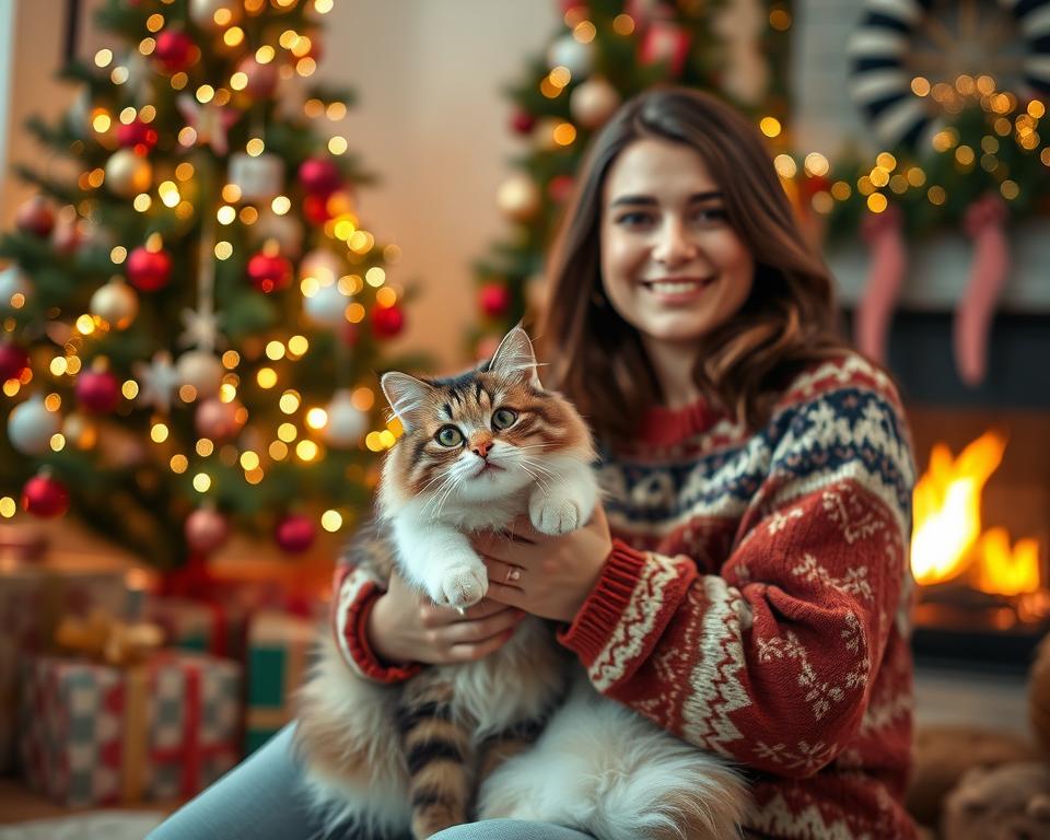 vianočné fotenie s mačkou