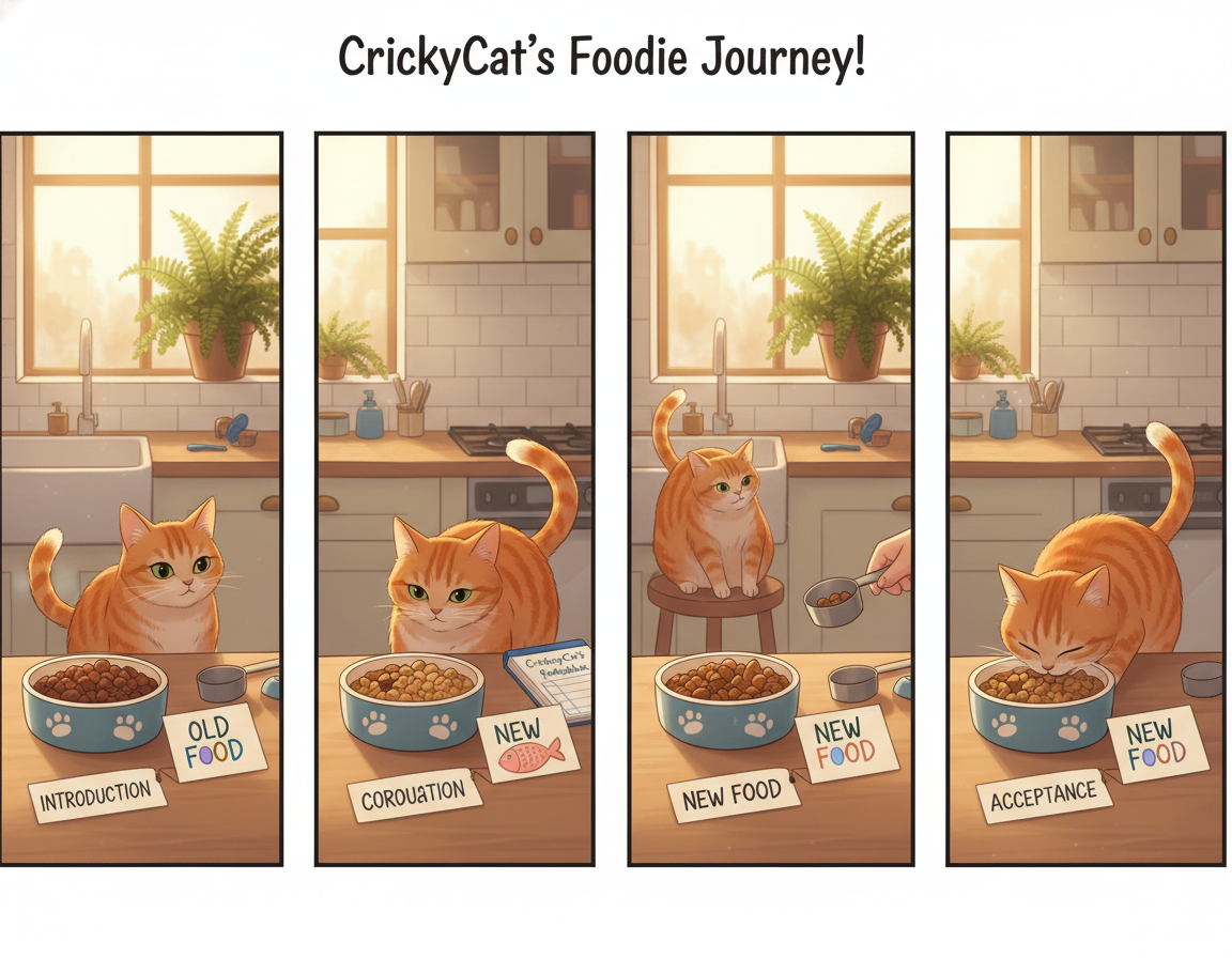 zmena krmiva CricksyCat krok za krokom