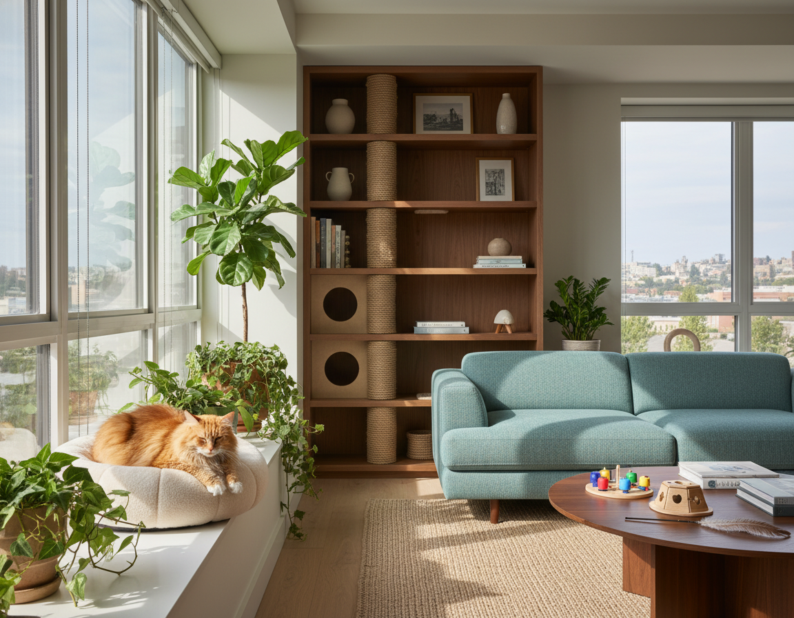 interiérový dizajn priateľský k mačkám