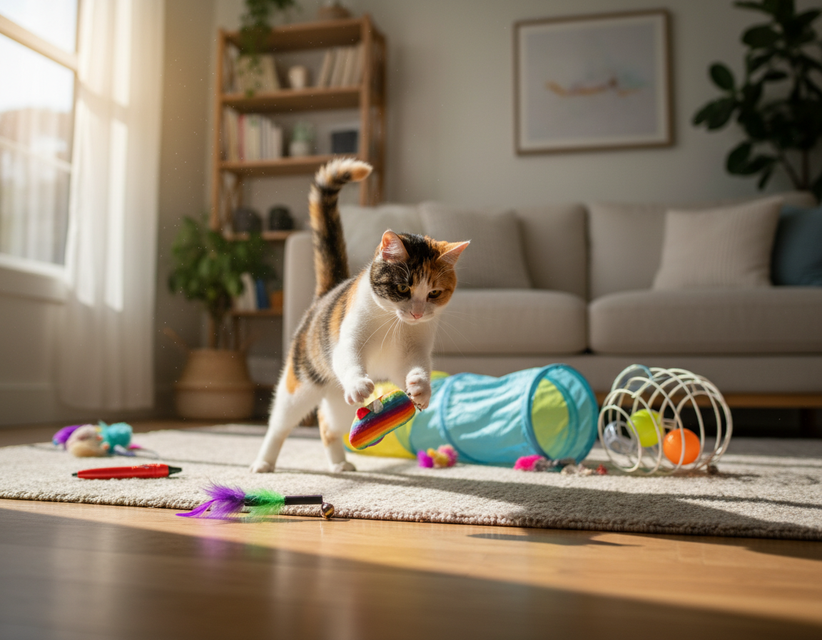 kombinácia hry a pohybu u mačiek