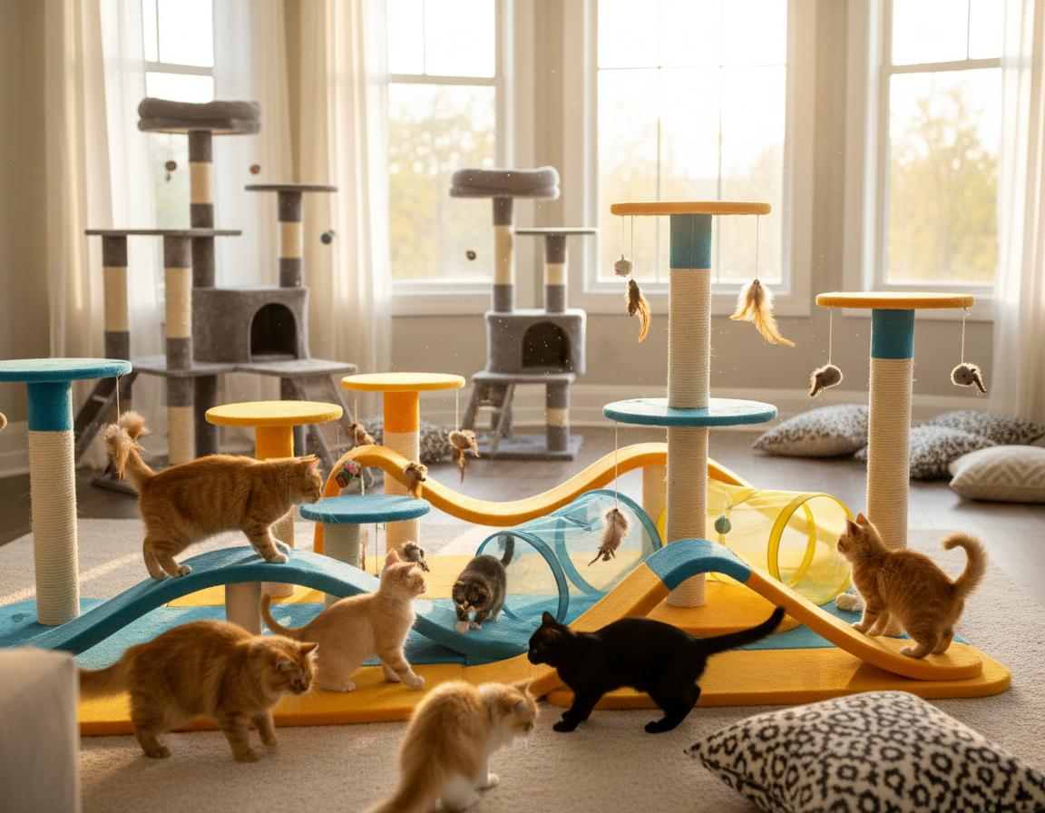 prekážková dráha doma pre mačky