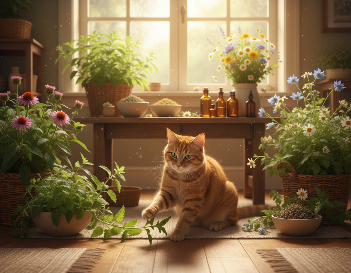 prírodné posilnenie imunity mačky bylinami