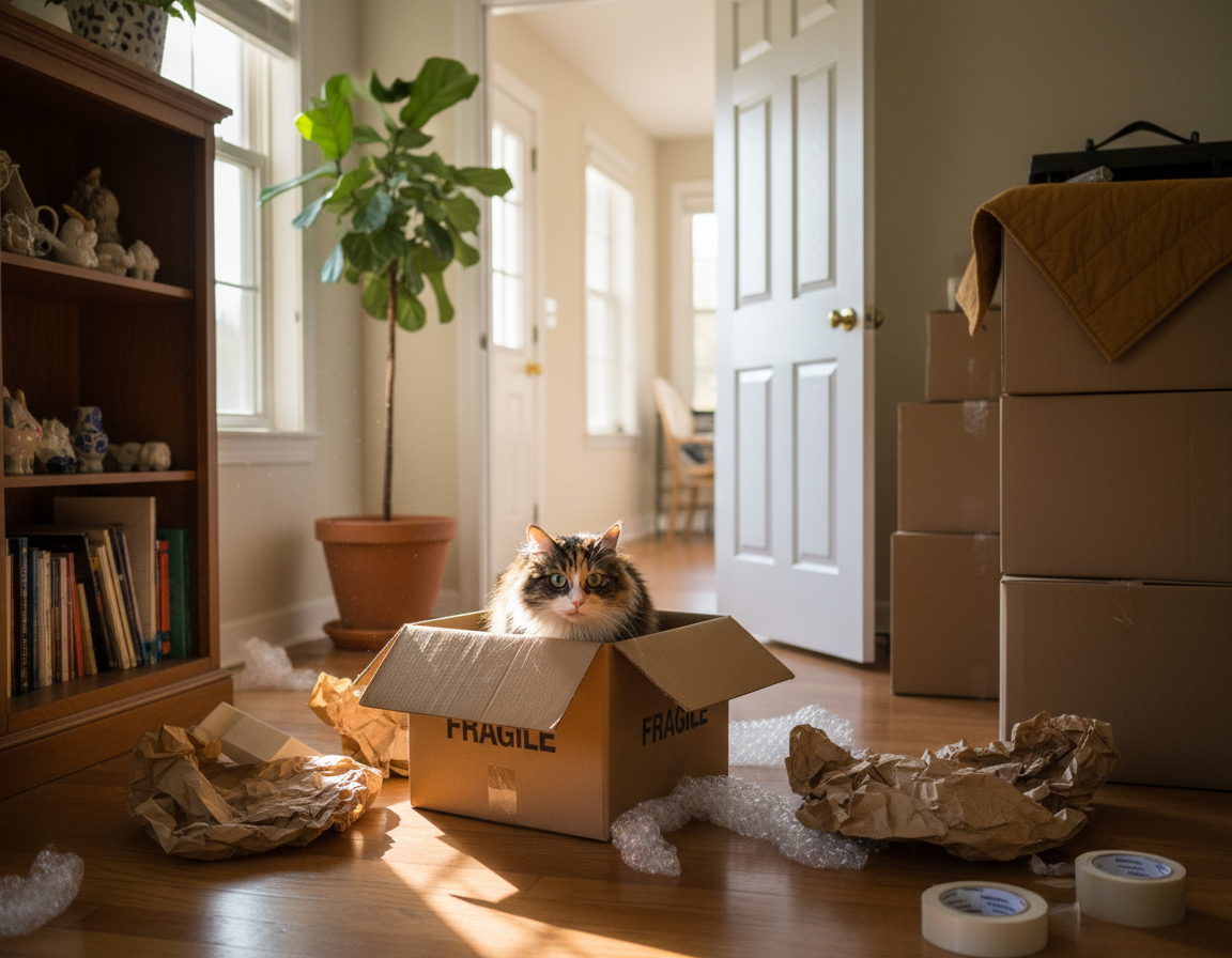 strach mačky z presťahovania do nového domova