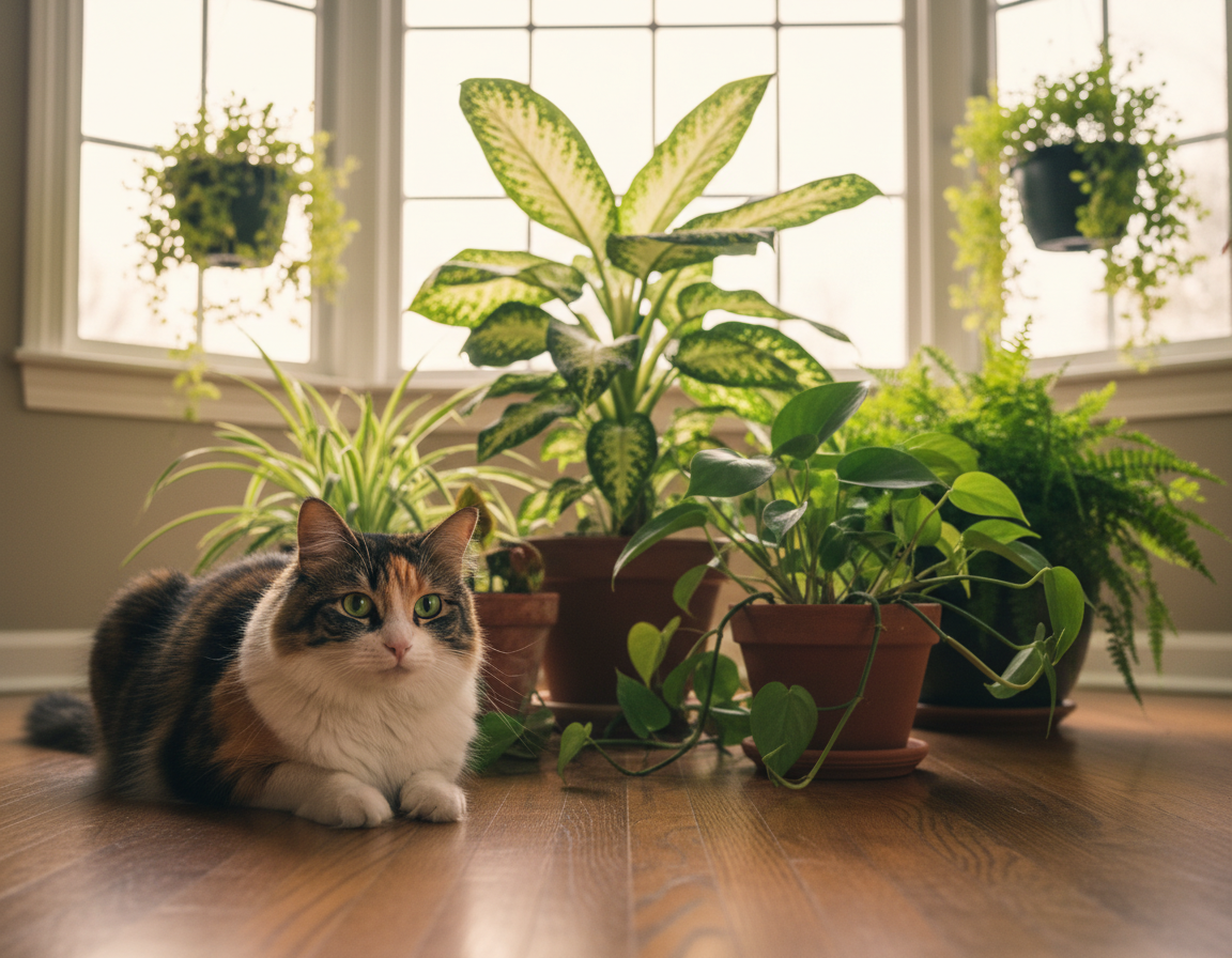 vyhýbanie sa jedovatým rastlinám pre mačku