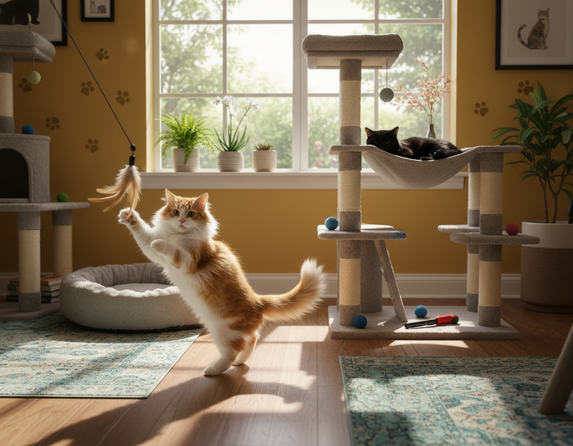 zariadenie priestoru na hru pre mačku