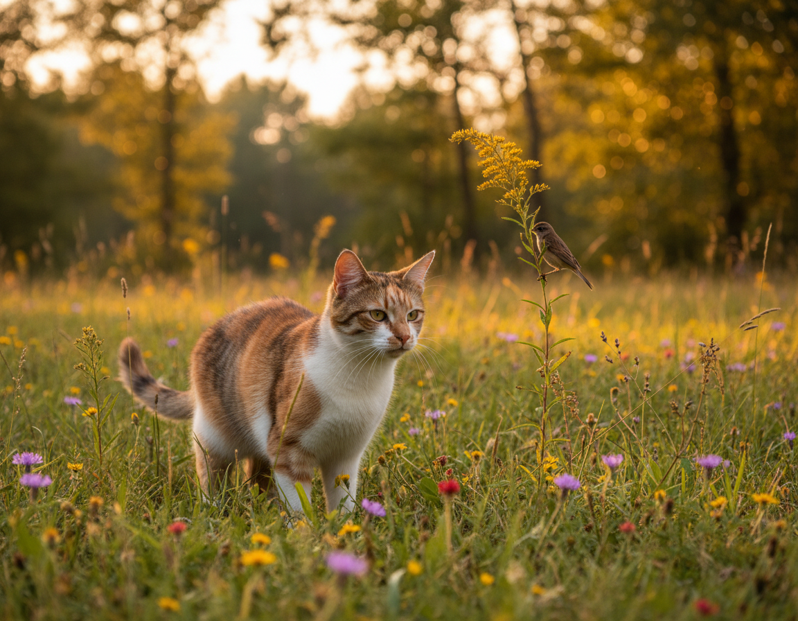 lovecký inštinkt mačky v exteriéri