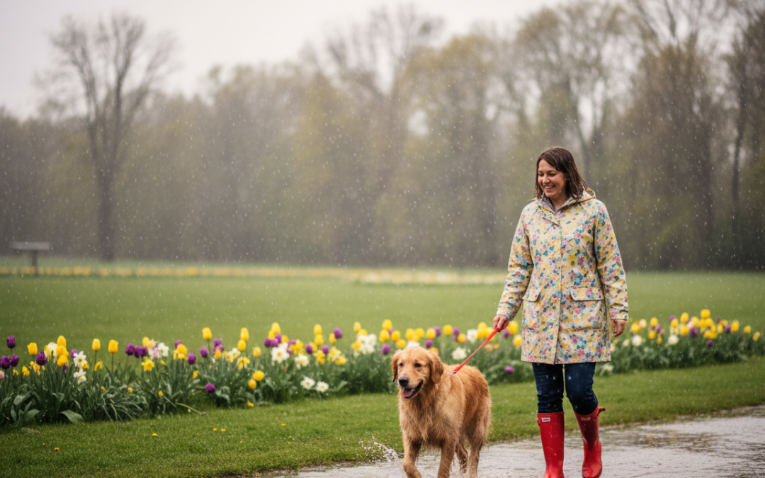 Prechádzka so psom v jarnom daždi – čo je potrebné?