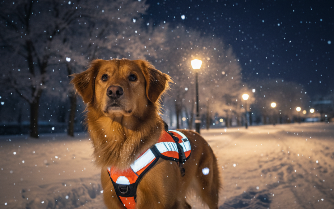 Ako byť so psom dobre viditeľný počas zimných večerov?