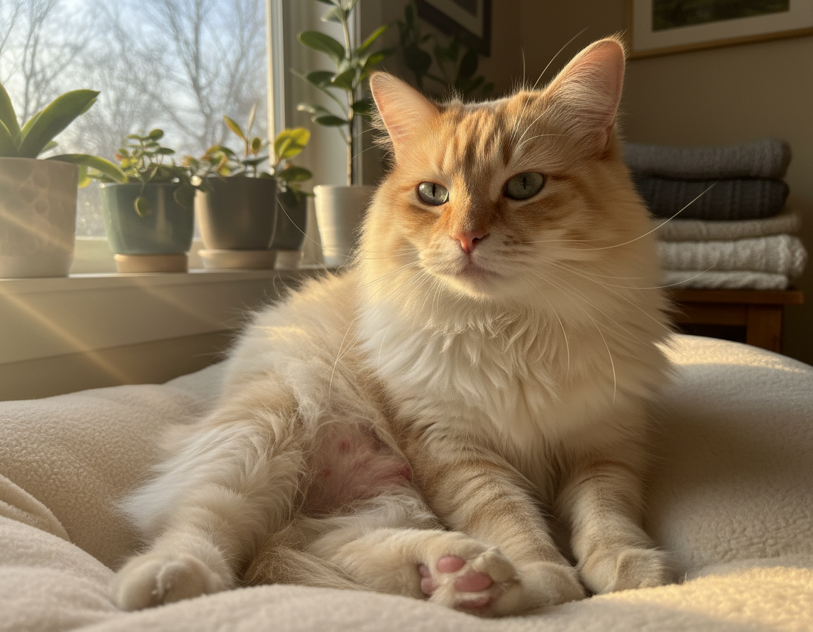 podráždenie pokožky spôsobené počasím u mačky