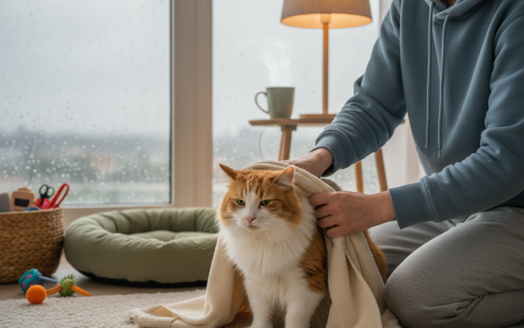 Starostlivosť o mačku po daždivom počasí – Všetko, čo o tom potrebuješ vedieť!