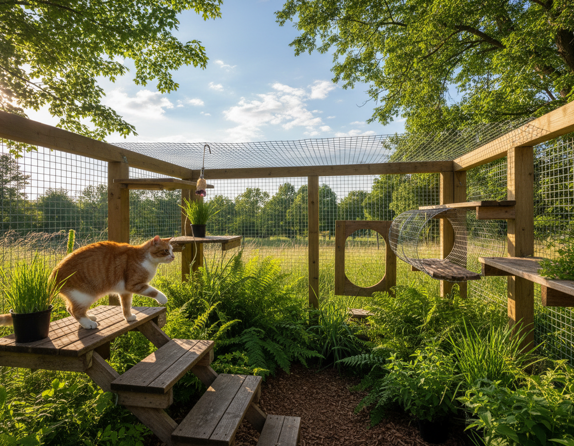 stavba vonkajšieho výbehu pre mačku