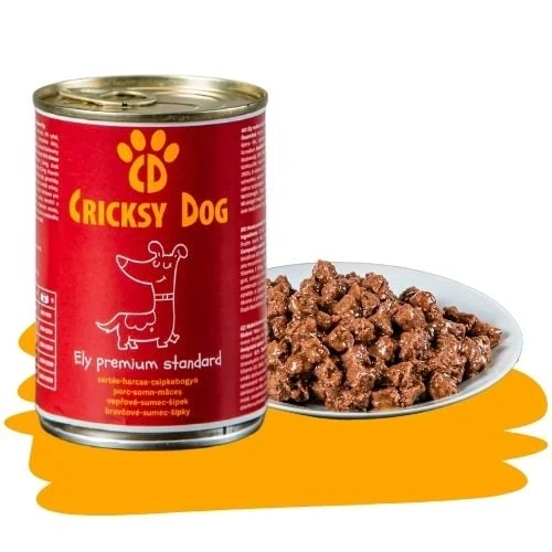 Mokré krmivo pre psy Ely s bravčovým mäsom a sumcom – 415 g 1 Mokré krmivo pre psy Ely s bravčovým mäsom a sumcom – 415 g